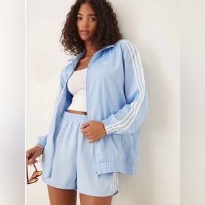 Adidas Satin Ruffle 3-Stripes Track Jacket Clear Sky